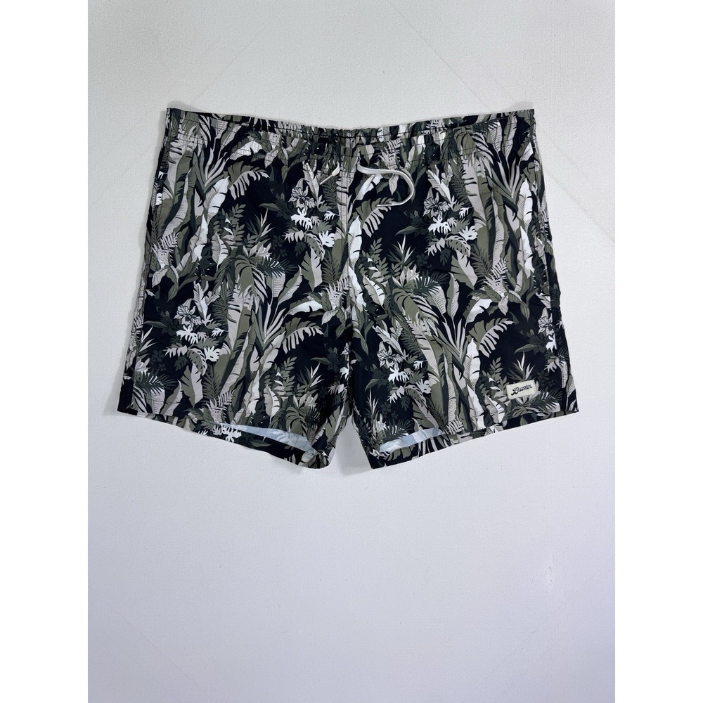 Bather Swim Trunks Shorts Men's Medium Floral Mesh Lined Green Beach Resort